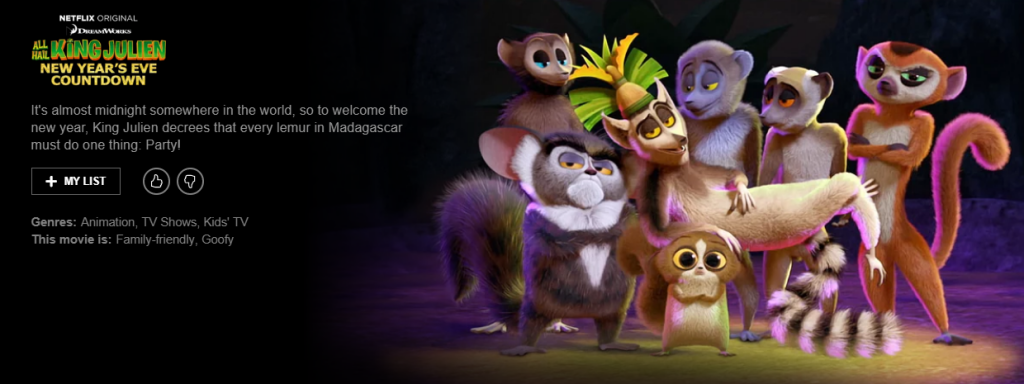 Would your kids love a King Julien New Year’s Eve Countdown? These Netflix New Year’s Eve countdowns complete any New Year’s Eve celebration with the kiddos. 