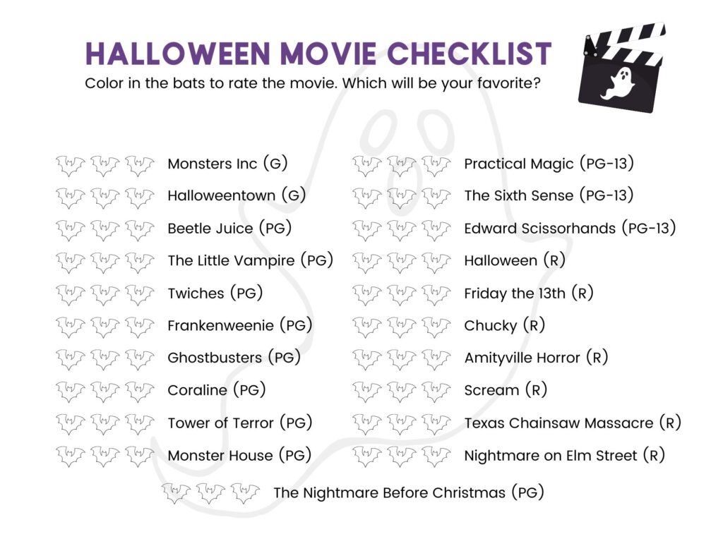 Image of Halloween Movie checklist 