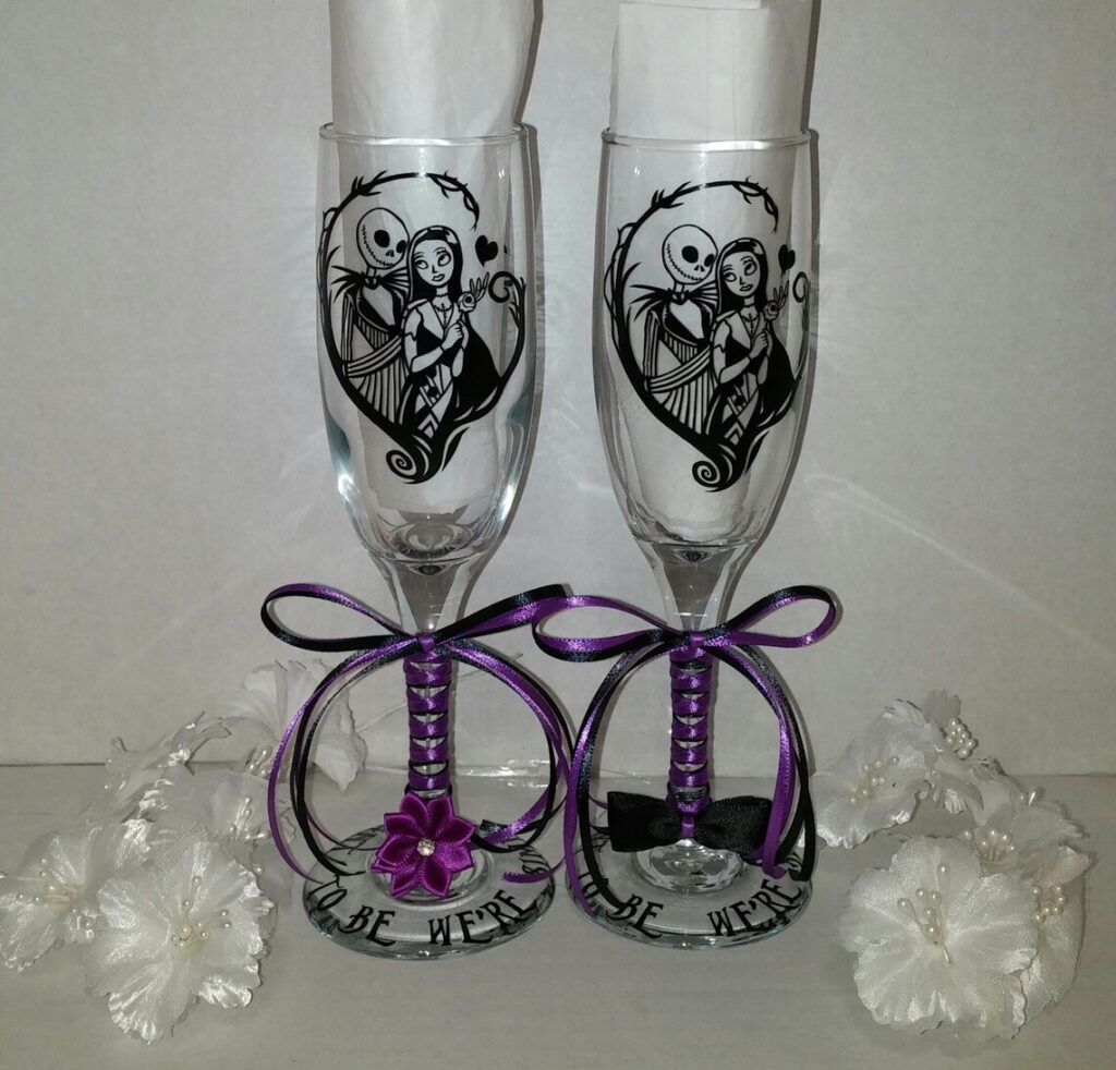 Nightmare Before Christmas Jack Sally Wedding Glasses simply meant to be 