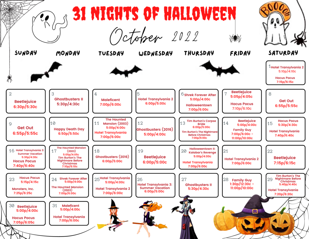 31 Nights of Halloween Schedule image