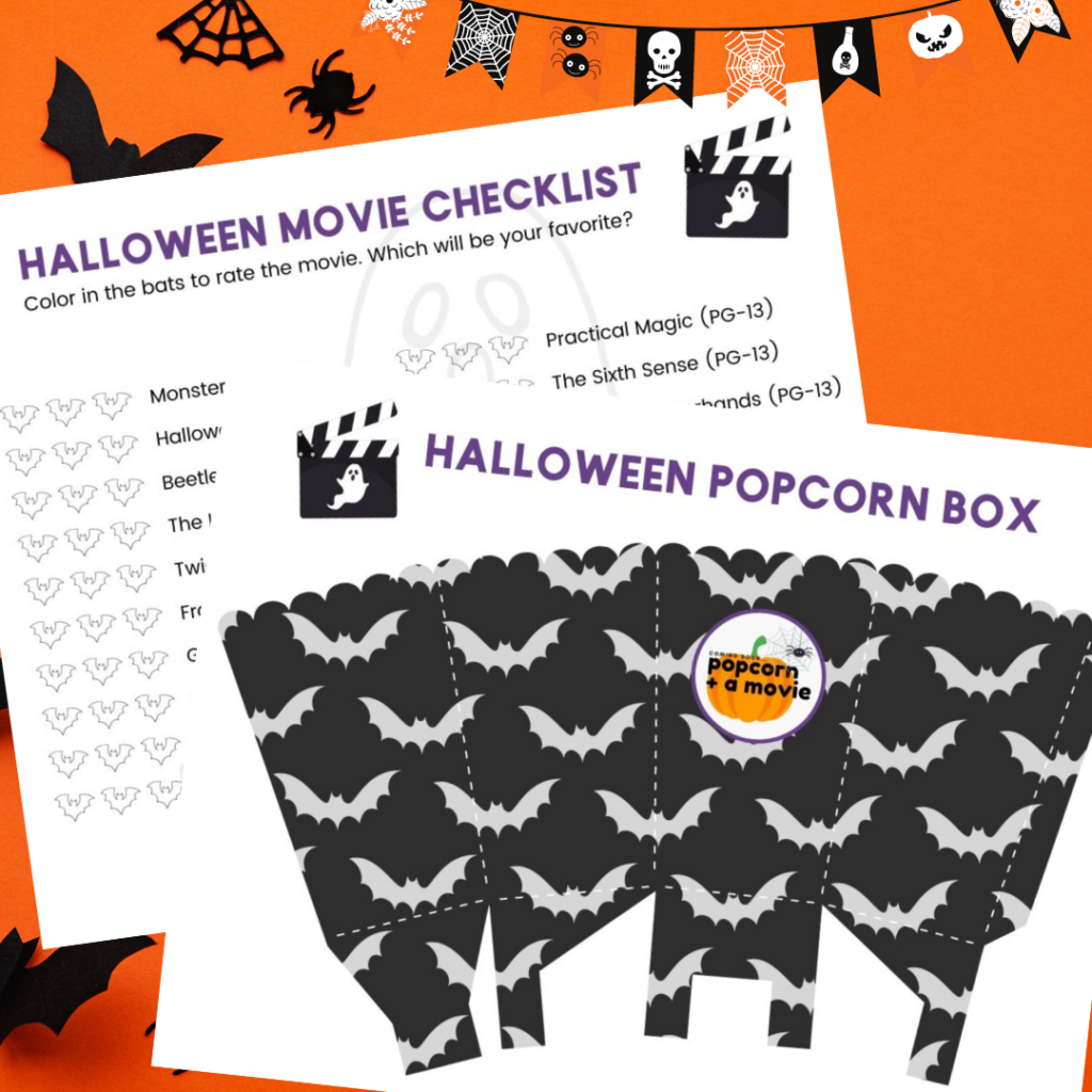 Image of Halloween Movie checklist and Popcorn box mock up square