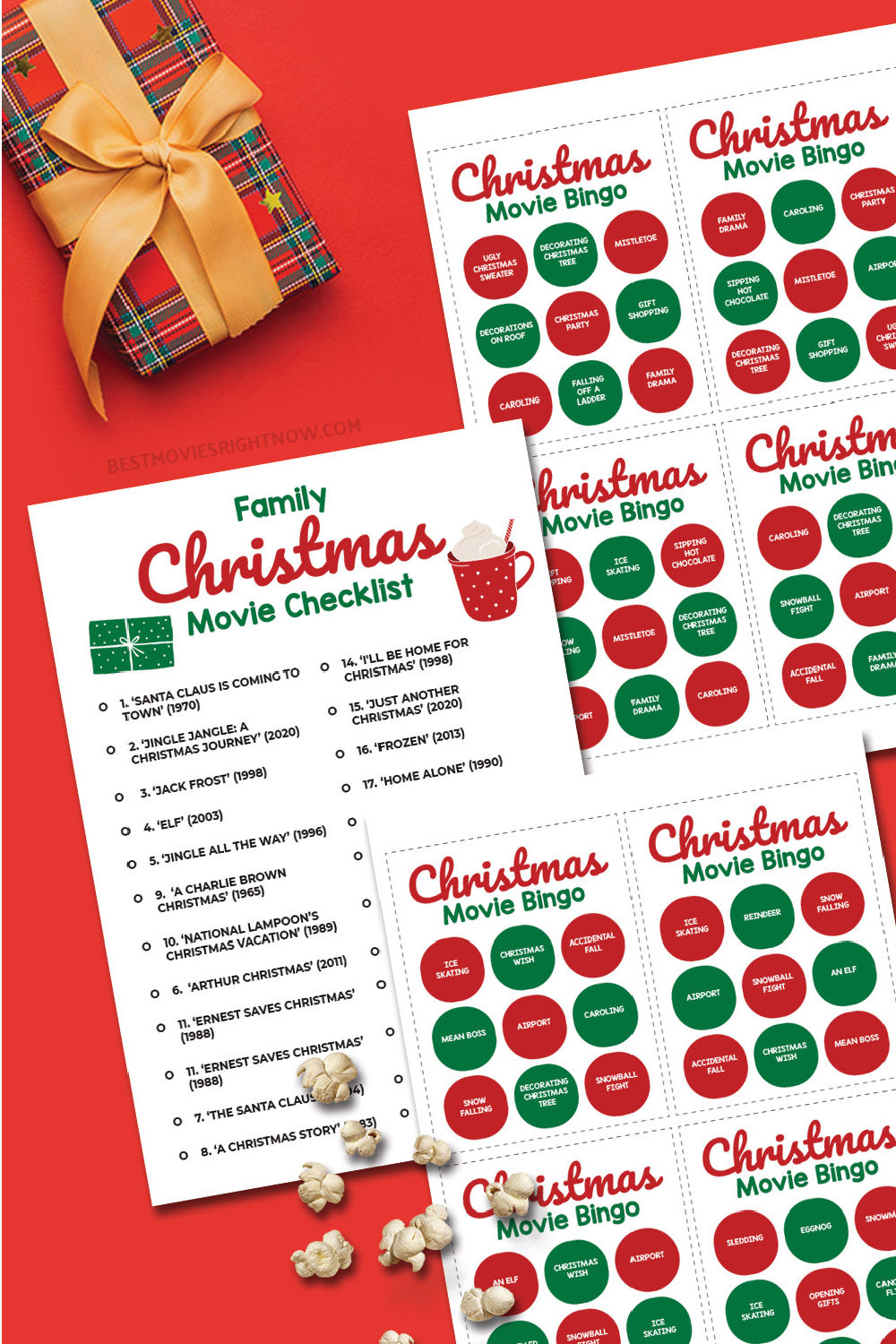 Family Christmas Movie Checklist & Christmas Movie Bingo pin image