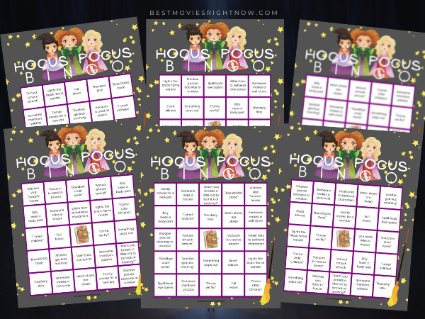 an image of Hocus Pocus movie bingo printable mock up