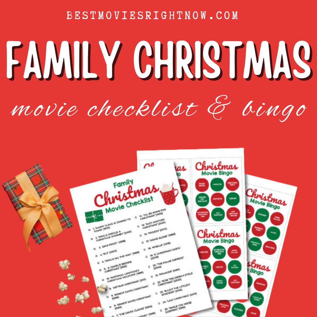 image of family Christmas movie checklist & bingo mock up with text
