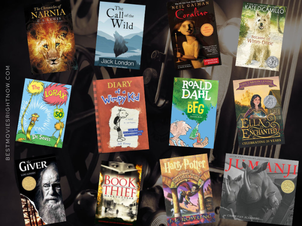 a collage image of Books to Read Aloud and Watch the movie