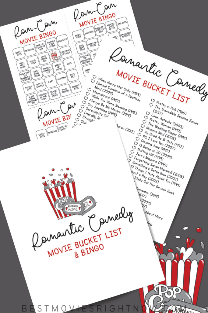 pin size image of Romantic Comedy Movie Bucket List & Bingo mock up