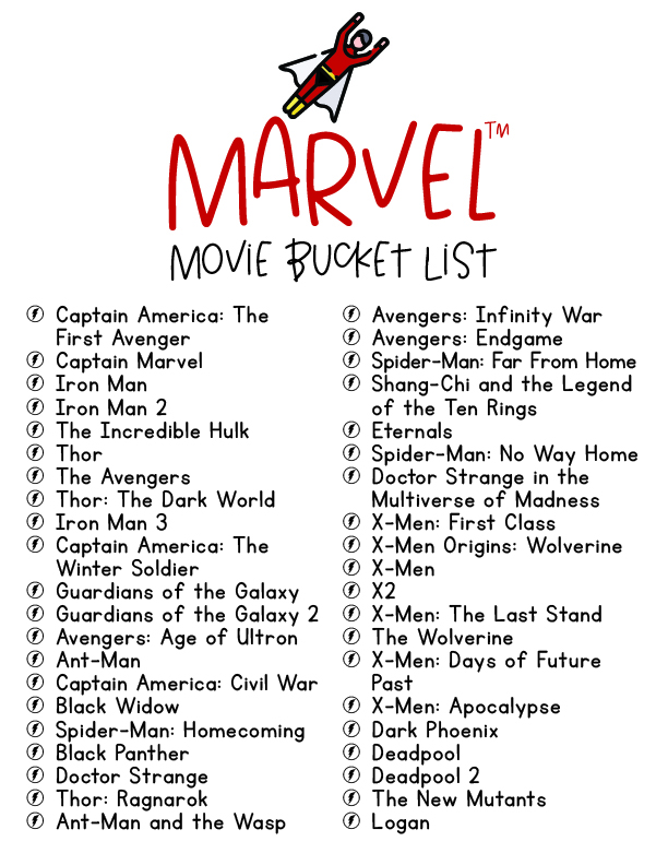 Marvel Movie Bucket List