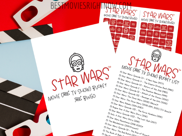 Star Wars Movie Bucket List and Bingo mock up image