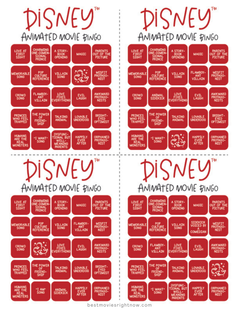 Disney Animated Movie Bingo image