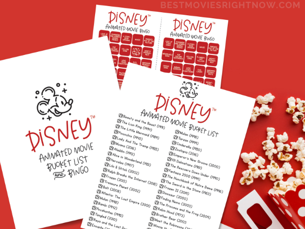 Disney Animated Movie Bucket List & Bingo mock up image