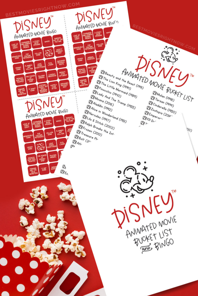 Disney Animated Movie Bucket List & Bingo pin image