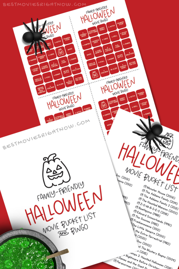 pin size image of Family-Friendly Halloween Movies Bucket List & Bingo mock up