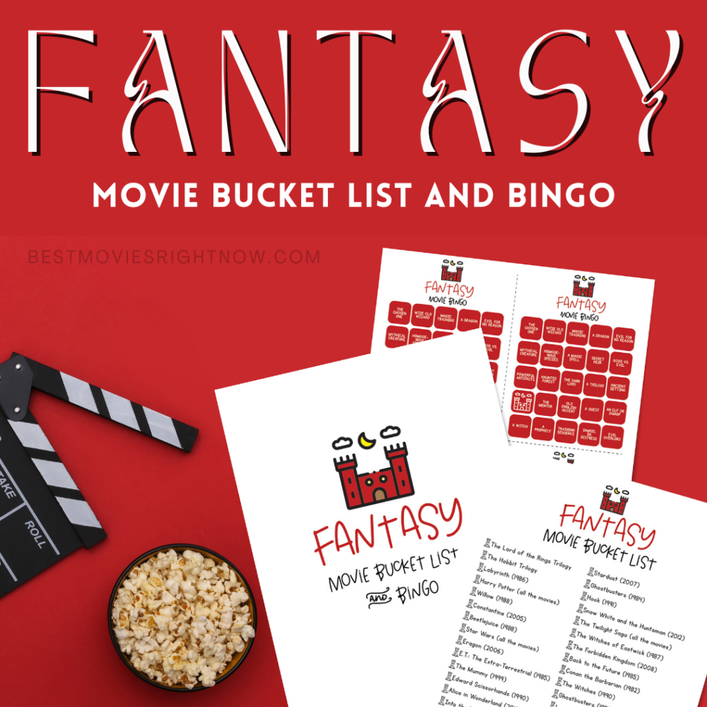 Fantasy Movie Bucket List and Bingo mock up image sith text