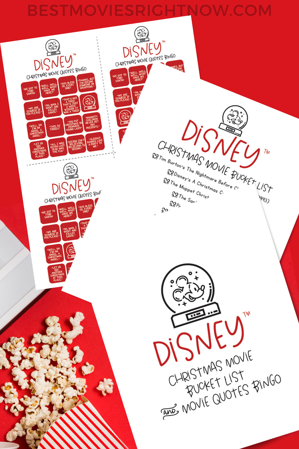 pin image of Disney Christmas Movie Bucket List & Movie Quote Bingo mock up