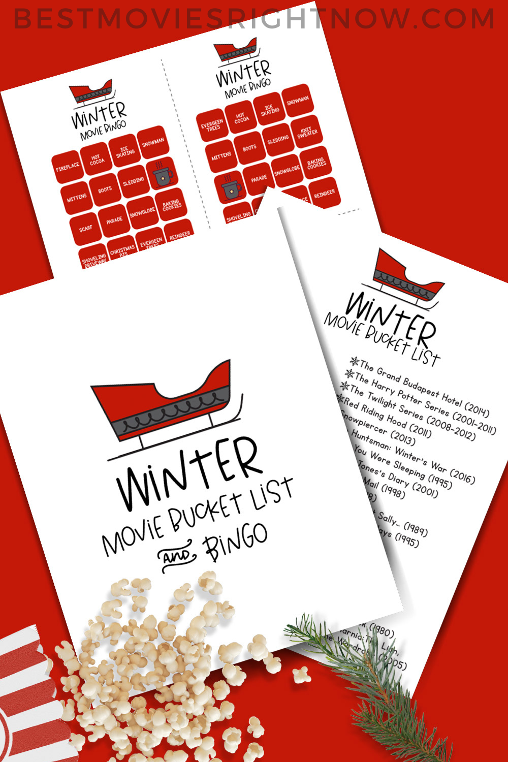 pin image of Winter Movie Bucket List & Bingo