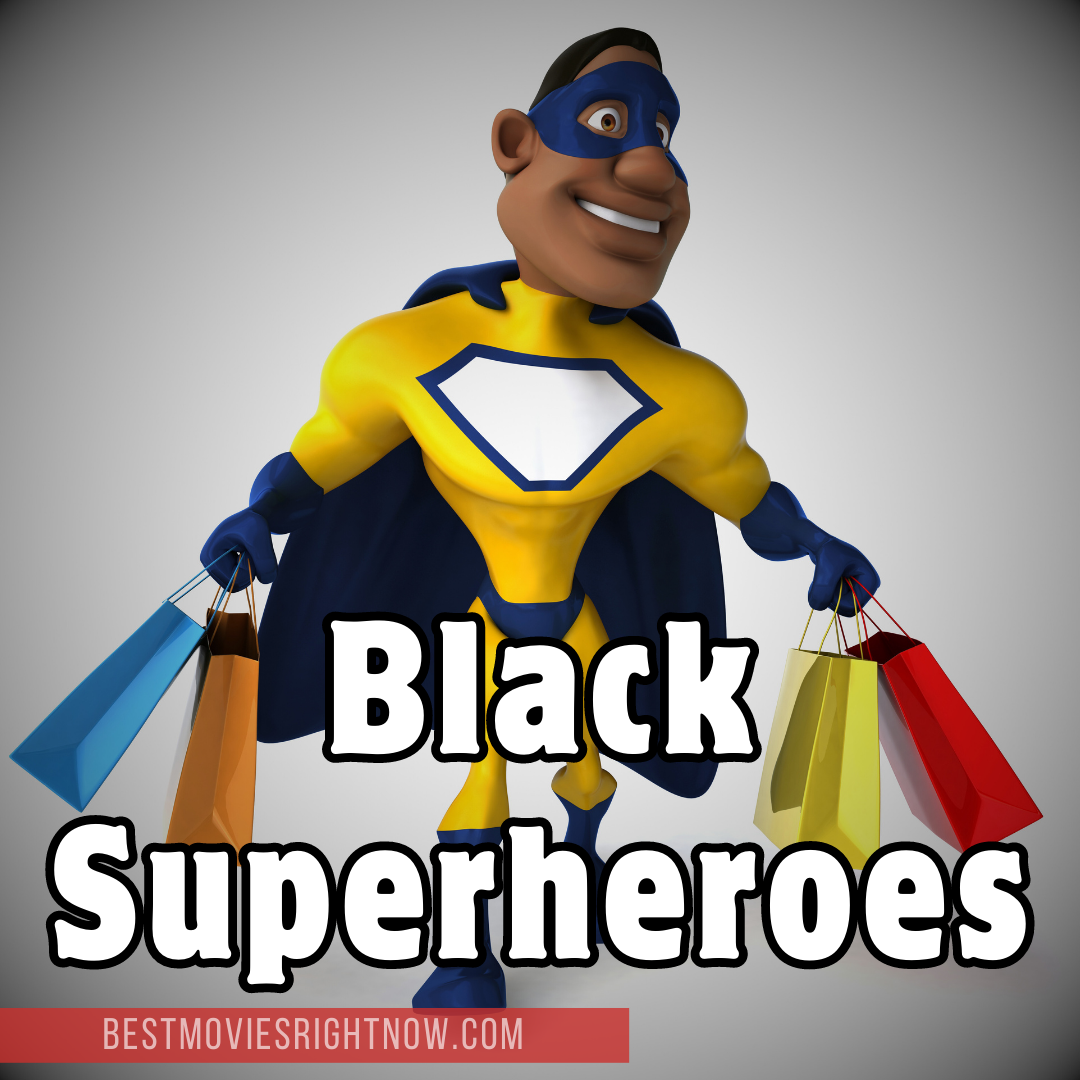 an image of a black version of superhero with text: 
