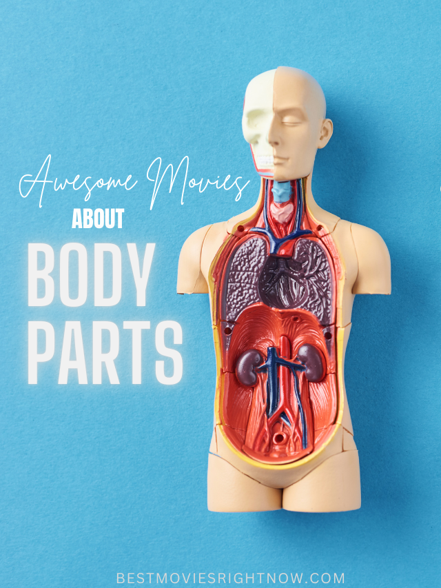 a picture of a medical torso model in blue background with caption "Awesome Movies About Body Parts"