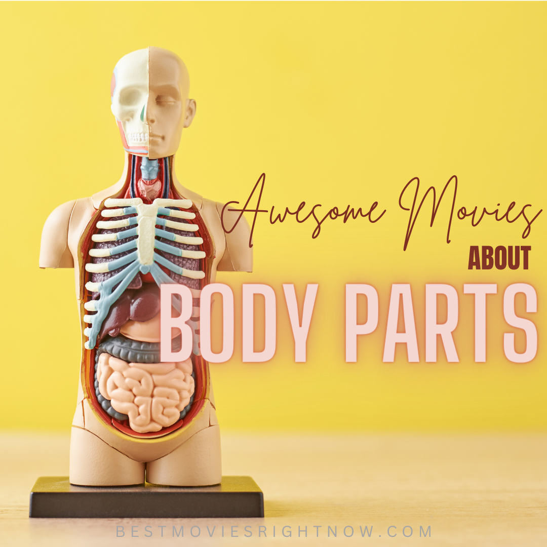 a picture of a medical torso model in yellow background with caption "Awesome Movies About Body Parts"