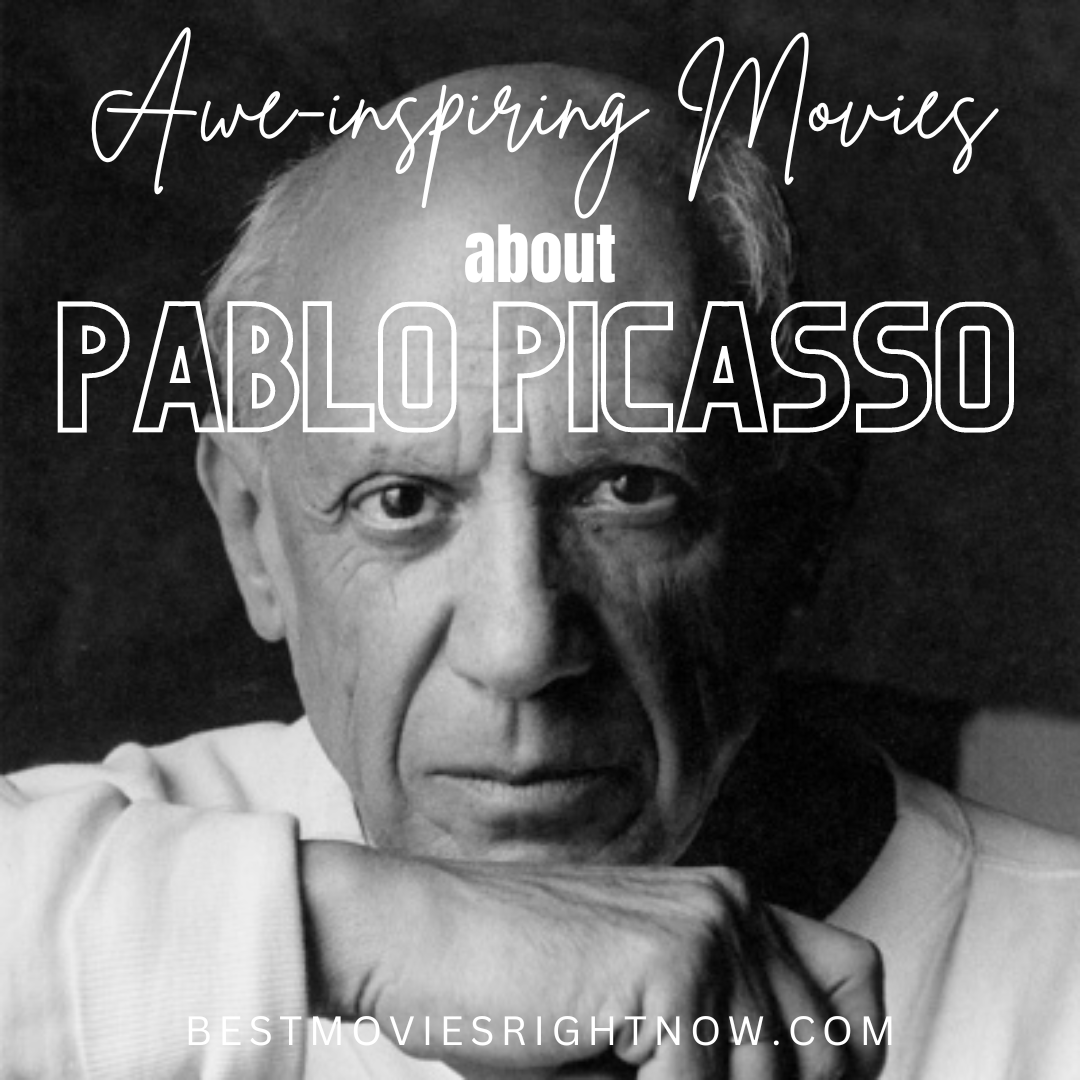 a black and white picture of Pablo Picasso with caption 