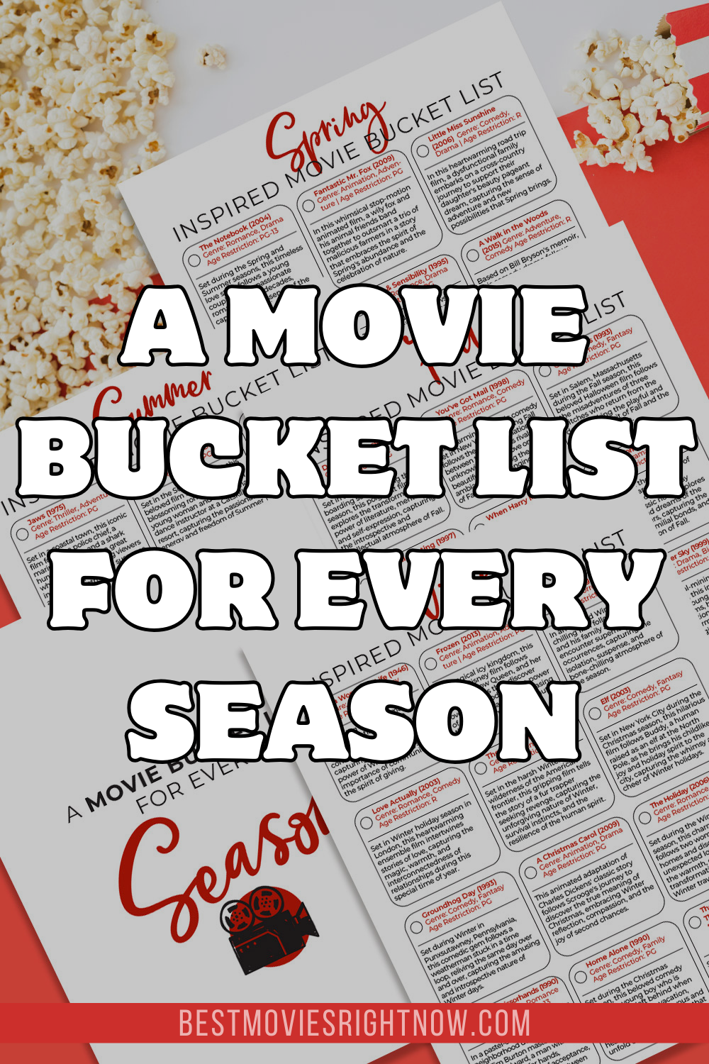 pin image of movie bucket list for every season mock up with text
