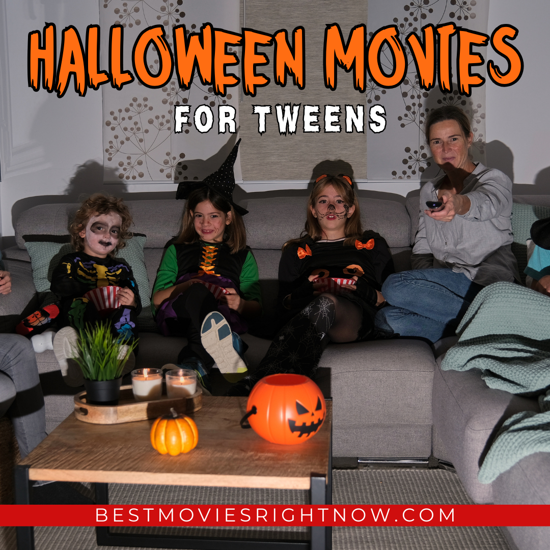 group of tweens watching TV on a costume with text 