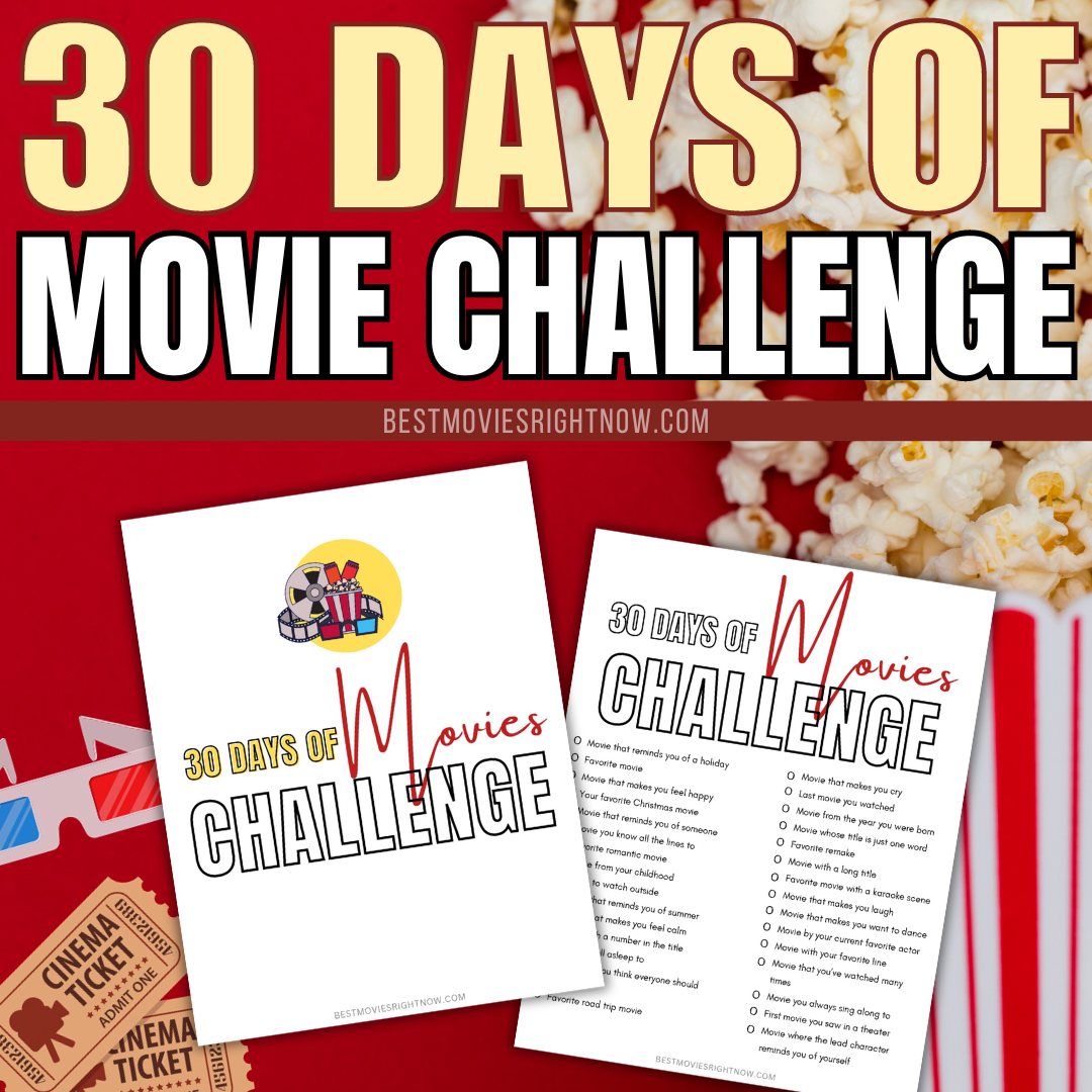 square size image of the Printable with text 30 Days of Movies Challenge
