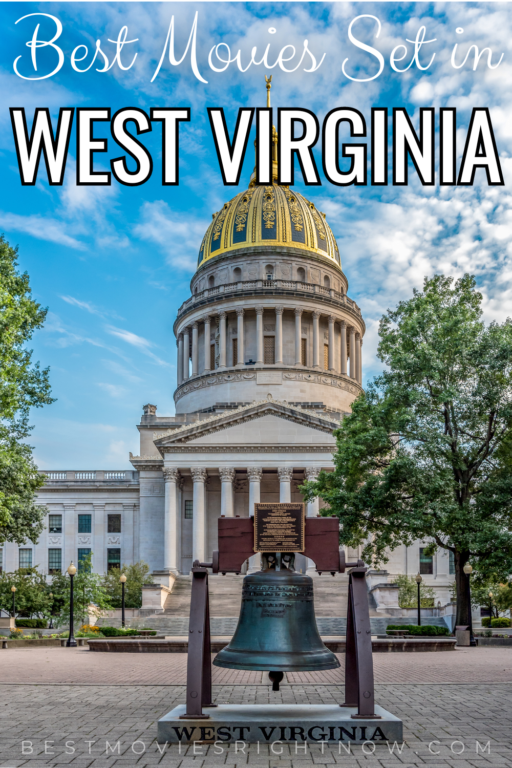 West Virginia Capitol Building, Charleston, West Virginia with text: 