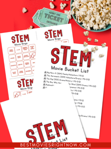 image of STEM movie bucket list bingo mock up featured image