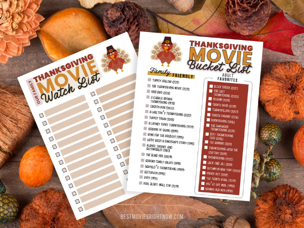 Thanksgiving Movie Bucket List mock up printable