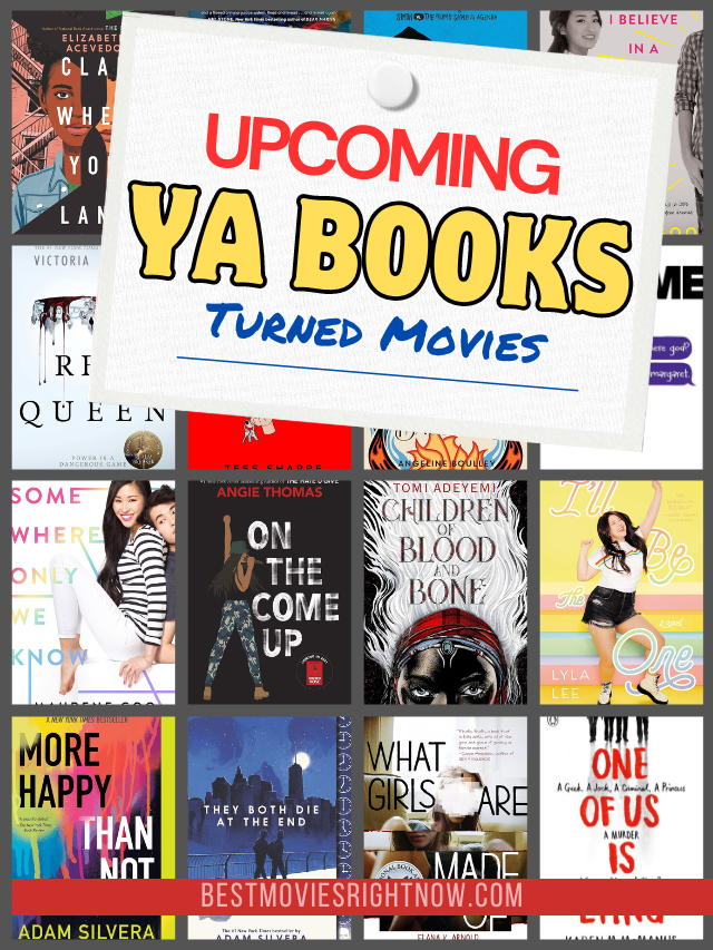 YA books in collage with text: "Upcoming YA Books Turned Movies"