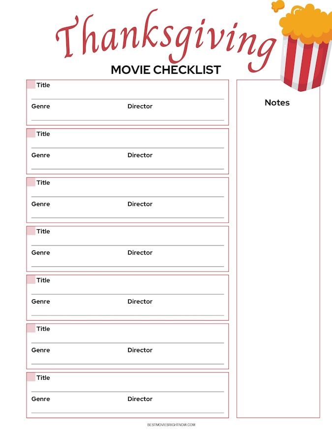 Thanksgiving movie checklist