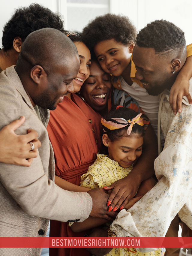 Black Family hugging