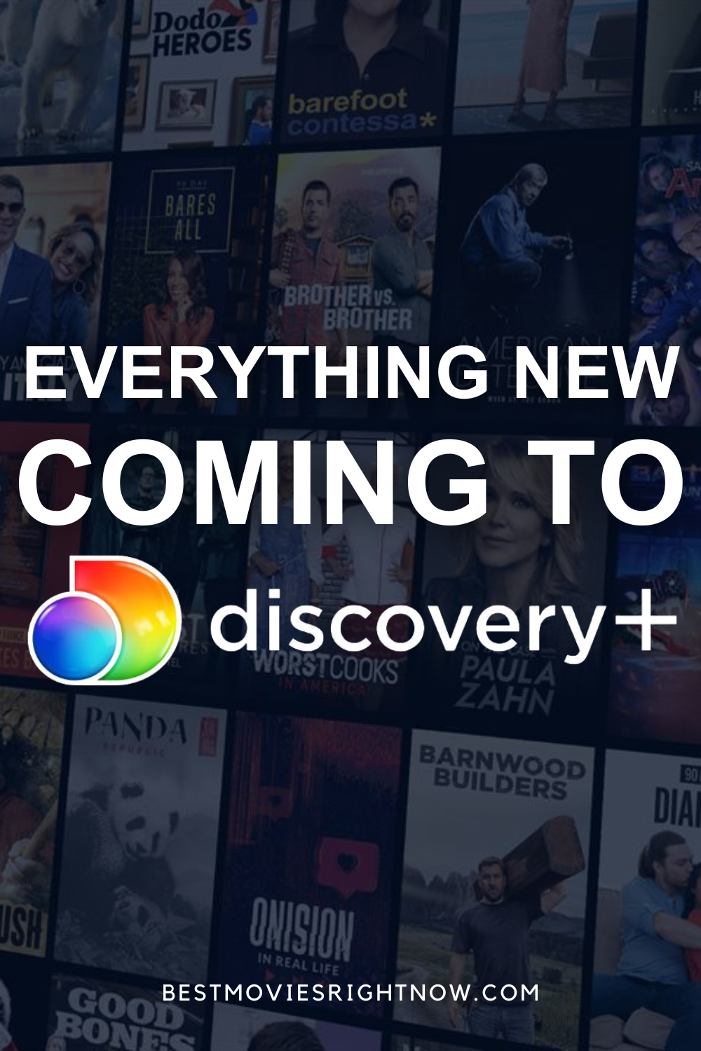 everything coming to Discovery+ pin image with text overlay